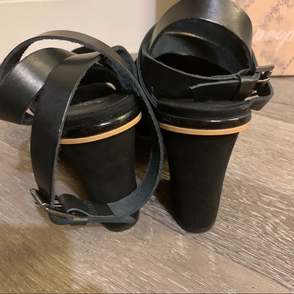 Black Suede Leather Strappy Heeled Sandals - Picture 8 of 11